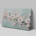 Framed canvas print of pastel cherry blossom flowers in impasto style