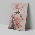 Framed canvas print of cherry blossoms and birds in watercolor