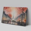 Framed canvas print of an Impressionist Parisian scene with Eiffel Tower and autumn trees