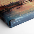 Framed canvas print of a scenic London skyline at sunset with vibrant hues and the River Thames