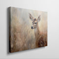 Framed canvas print of an impressionist painting of a deer with warm earthy tones