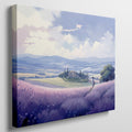 Framed canvas print of a scenic countryside with lavender fields and a rustic house