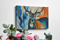 Framed canvas print of an abstract deer with vibrant colours