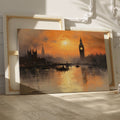 Framed canvas print of London skyline at sunset with Big Ben and River Thames