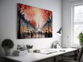 Framed canvas print of an Impressionist Parisian scene with Eiffel Tower and autumn trees