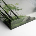 Framed canvas print of a misty bamboo forest in watercolour style with green and grey hues