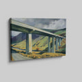 Framed canvas print of a modern landscape with a bridge over rural countryside