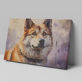 Framed canvas print of a detailed and textured digital painting of a majestic dog in warm colours