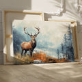 Framed canvas print of a majestic stag in a tranquil autumn forest