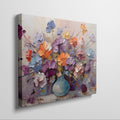 Framed canvas print of vibrant impasto bouquet in a vase with rich textures and colours