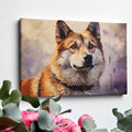 Framed canvas print of a detailed and textured digital painting of a majestic dog in warm colours