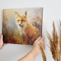 Framed canvas print of a vibrant impressionistic painting of a fox with autumnal colours