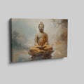 Framed canvas print of a serene Buddha in meditation with earthy tones