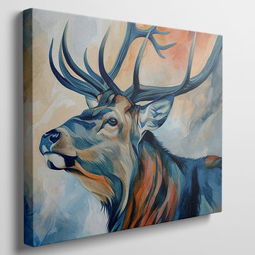 Framed canvas print of a majestic stag in vibrant colours