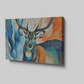 Framed canvas print of an abstract deer with vibrant colours