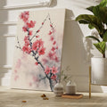 Framed canvas print of watercolour cherry blossoms with delicate pink petals and oriental art influence