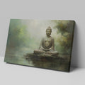 Framed canvas print of a meditative Buddha in serene colors