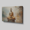 Framed canvas print of a serene Buddha in meditation with earthy tones