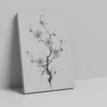 Framed canvas print of monochrome cherry blossoms with red accents