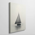 Framed canvas print of a vintage sailboat on a calm sea in monochrome