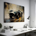 Framed canvas print of a vintage race car depicted in vibrant, artistic style