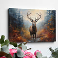 Framed canvas print of a majestic stag in an abstract autumnal forest