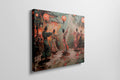 Framed canvas print of traditional dance scene with Chinese lanterns and vibrant abstract figures