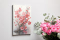 Framed canvas print of cherry blossoms with reflection and ink splashes