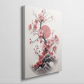 Framed canvas print of sakura blossoms and Mount Fuji in pastel shades