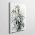 Framed canvas print of stylised bamboo and white flowers in watercolour