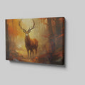 Framed canvas print of a majestic stag in a vivid autumn forest