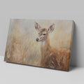 Framed canvas print of an impressionist painting of a deer with warm earthy tones