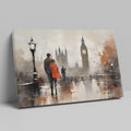 Framed canvas print of an abstract rainy London street scene with Big Ben in the background