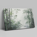 Framed canvas print of a misty oriental bamboo forest in ink wash style