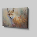 Framed canvas print of an autumn fox in a rustic impressionistic style with warm amber and ochre tones