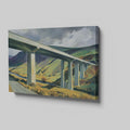 Framed canvas print of a modern landscape with a bridge over rural countryside