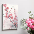 Framed canvas print of watercolour cherry blossoms with delicate pink petals and oriental art influence