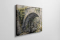 Framed canvas print of a rustic stone bridge with ivy in watercolour style