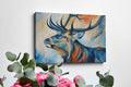 Framed canvas print of a majestic stag in vibrant colours