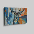 Framed canvas print of an abstract deer with vibrant colours