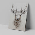 Framed canvas print of a monochrome stag with a unique dripping paint effect