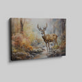 Framed canvas print of a stag in a watercolour autumn forest