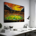 Framed canvas print of an abstract vibrant football stadium scene