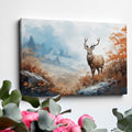 Framed canvas print of a majestic stag in a stylised autumn forest scene