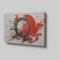 Framed canvas print of explosive red and black abstract art with dynamic splatters and bold strokes