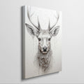 Framed canvas print of a monochrome stag with a unique dripping paint effect