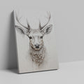 Framed canvas print of a monochrome stag with a unique dripping paint effect