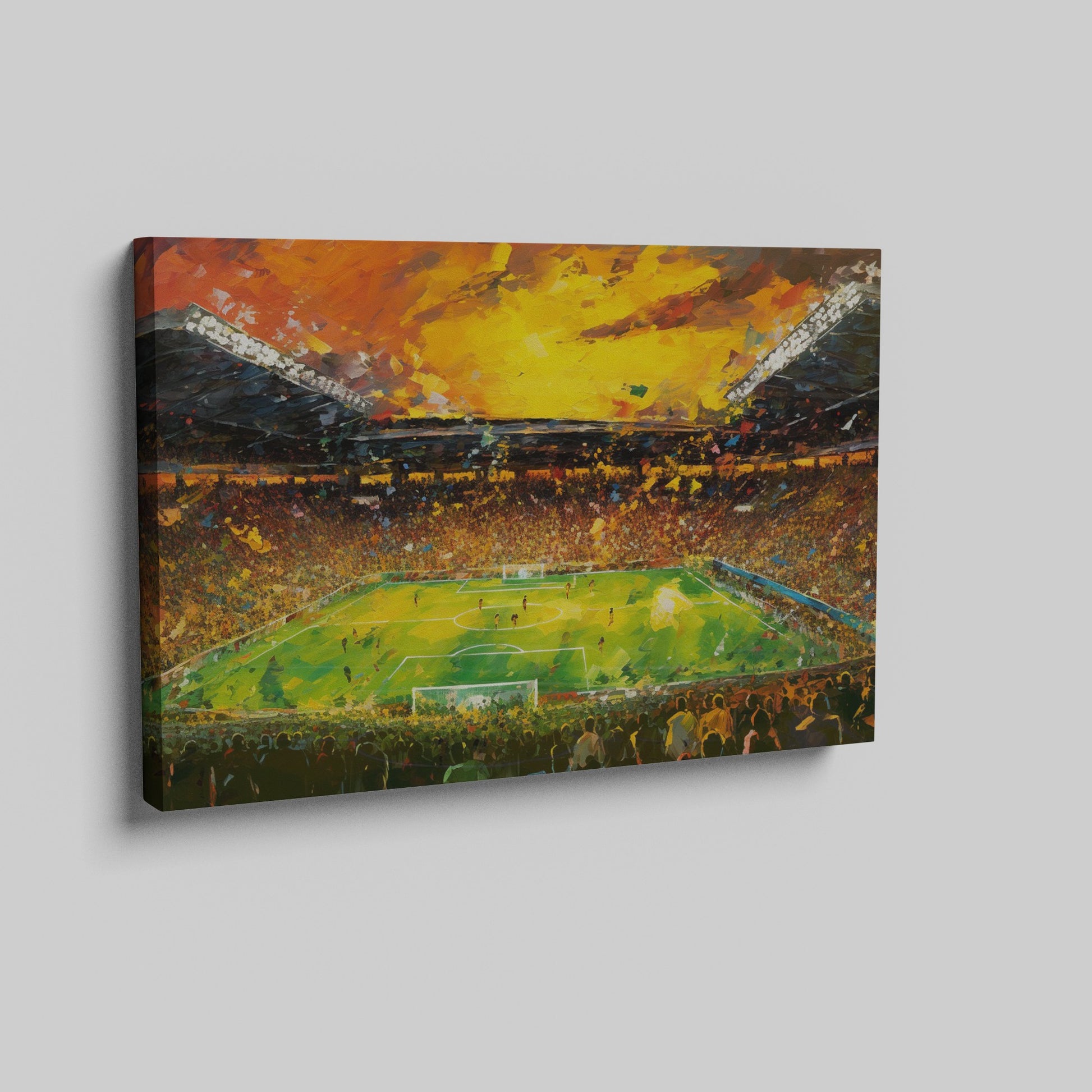 Framed canvas print of an abstract vibrant football stadium scene