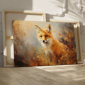 Framed canvas print of a vibrant impressionistic painting of a fox with autumnal colours