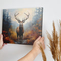 Framed canvas print of a majestic stag in an abstract autumnal forest